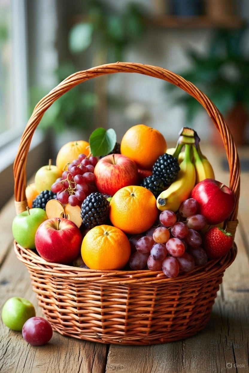 Premium fruit and cheese basket